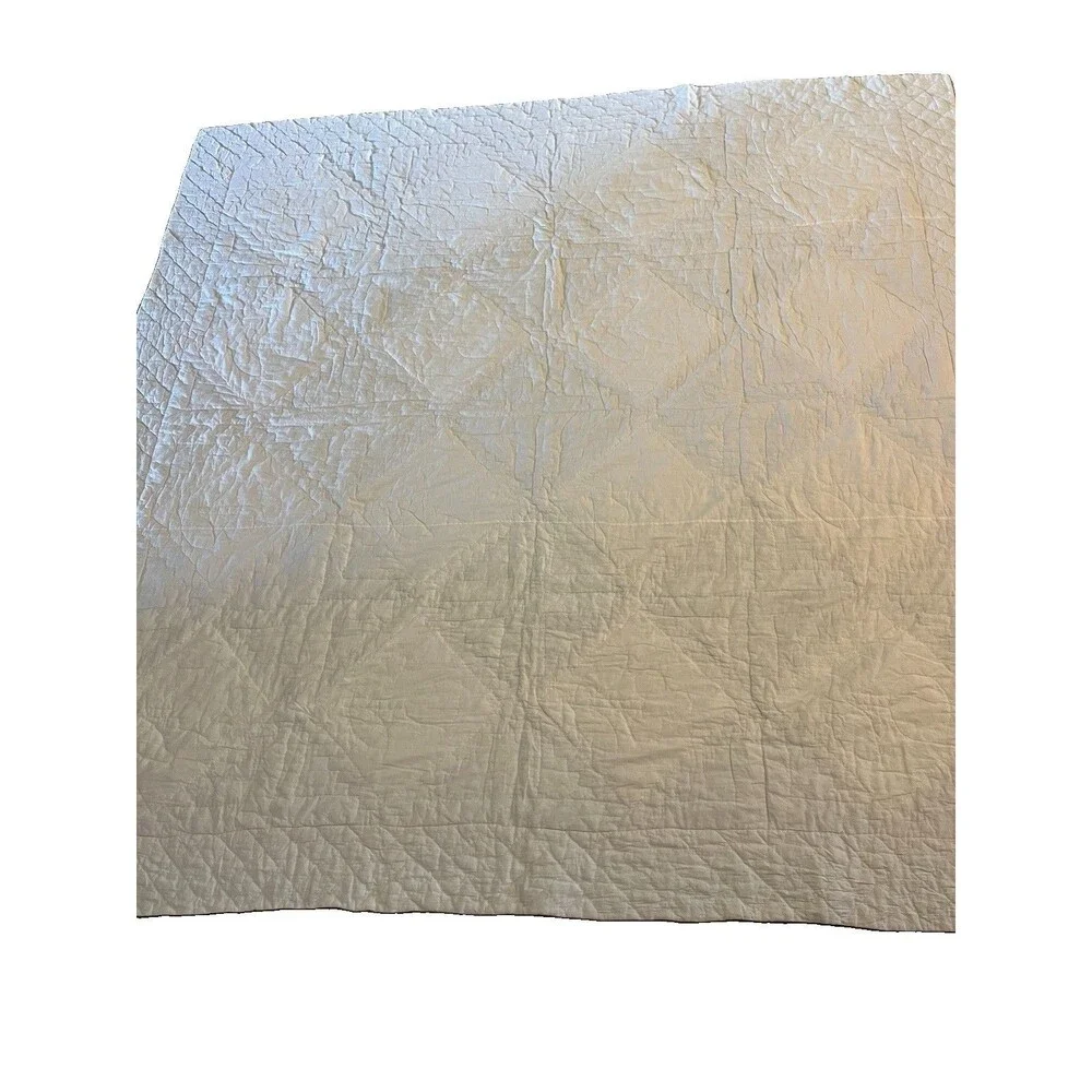 Pristine Vtg 1970s Handmade Tulip Log Cabin Quilt Hand Tied Full/Queen 80x80